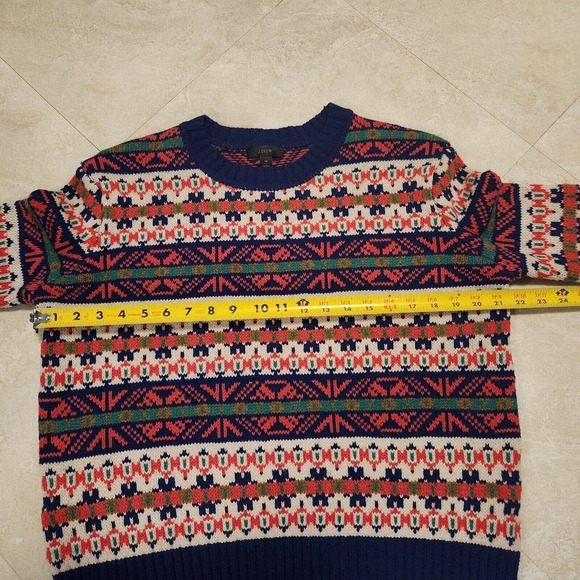 J Crew Classic Fair Isle Womens XS Lambs Wool Multicolor Knit Crewneck Sweater - Picture 8 of 16